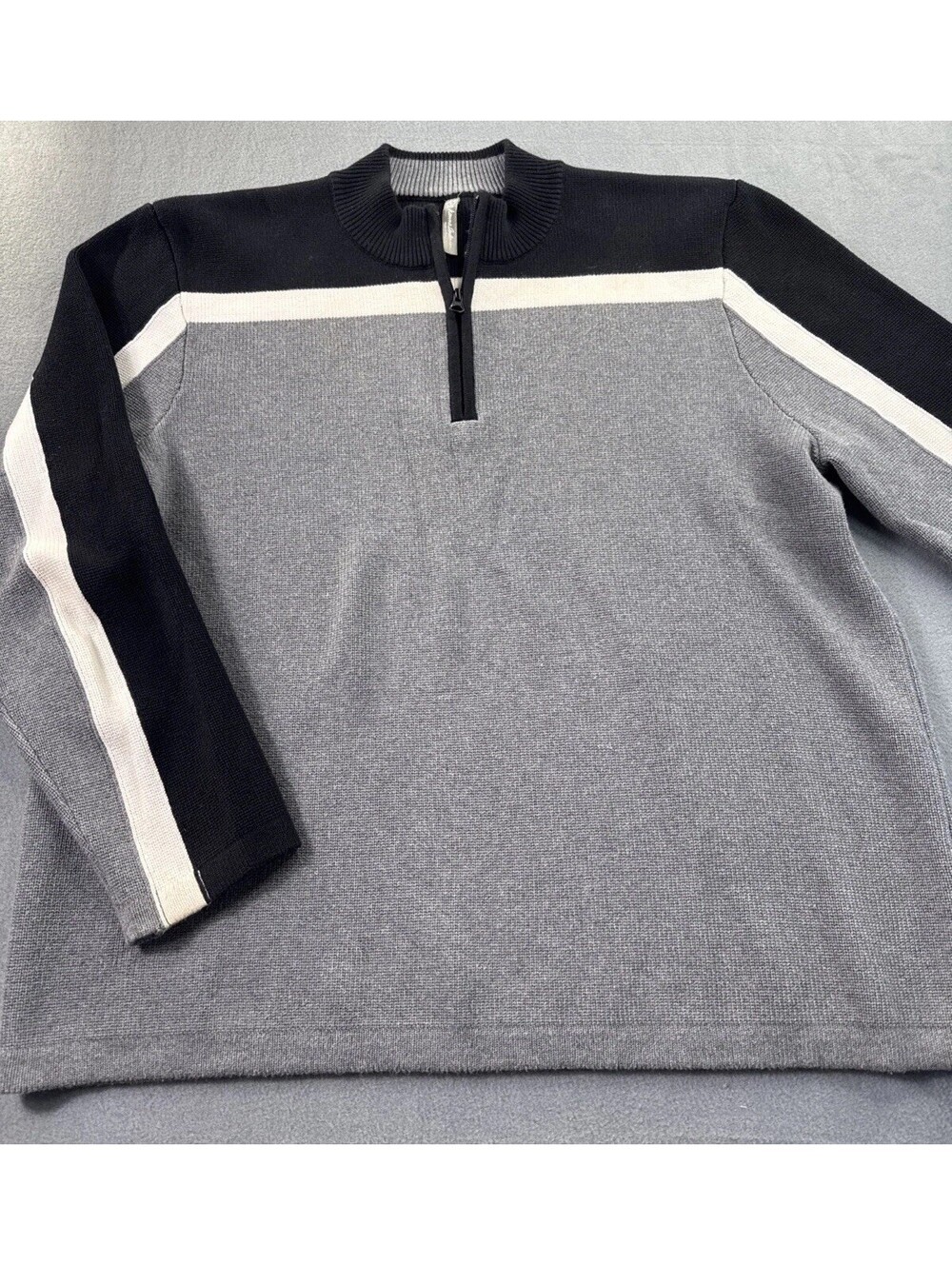 Hanna Andersson Sweater Knit 1/4 Zip Mens L Cotton Preppy Luxury Colorblock